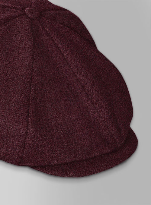 Dark Wine Heavy Tweed Newsboy Cap