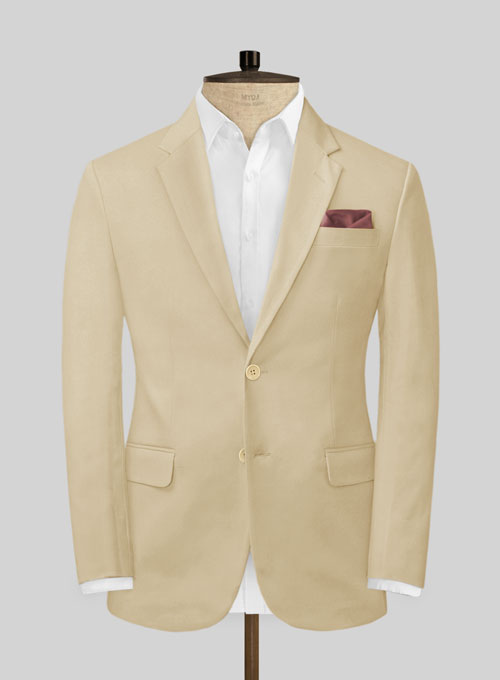 Beige Feather Cotton Canvas Stretch Jacket