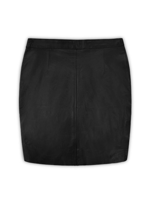 Black Stretch Basic Leather Skirt - # 153 - M Regular