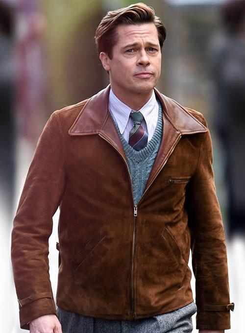 Brad Pitt Allied Leather Jacket : Made To Measure Custom Jeans For Men ...