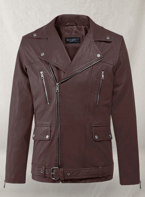 Dauntless Burgundy Biker Leather Jacket