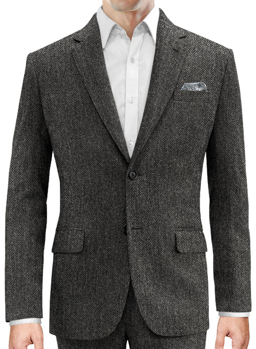 Harris Tweed Dark Gray Herringbone Jacket : Made To Measure Custom ...