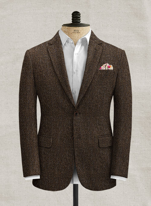 Harris Tweed Dark Brown Herringbone Jacket : Made To Measure Custom ...
