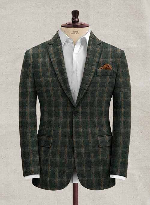 Italian Acallo Dark Green Tweed Jacket : Made To Measure Custom Jeans ...