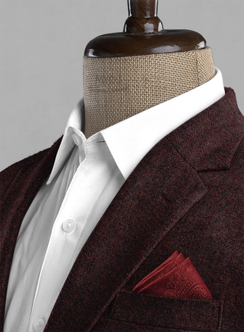 Light Weight Melange Wine Tweed Jacket