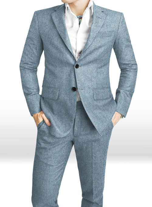 Light Blue Herringbone Tweed Jacket