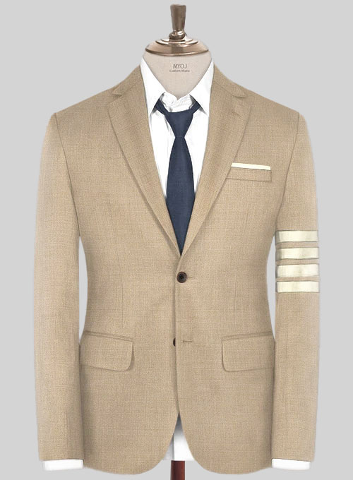 Napolean Khaki Wool Ivory Bar Jacket