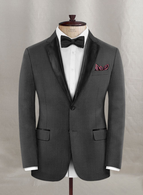 Napolean Mini Houndstooth Gray Wool Tuxedo Jacket