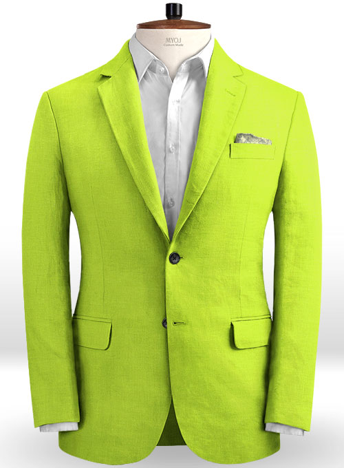 Pure Neon Green Linen Jacket : Made To Measure Custom Jeans For Men ...