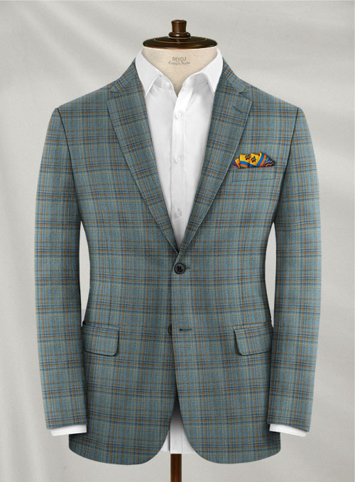 Reda Cay Blue Checks Wool Jacket