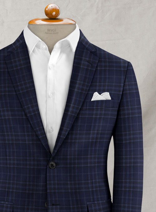 Reda Port Blue Checks Wool Jacket