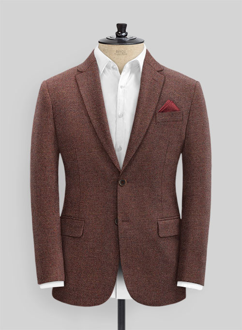 Royal Wine Herringbone Tweed Jacket