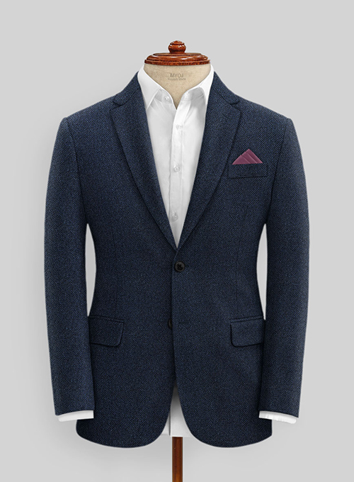 Showman Blue Herringbone Tweed Jacket