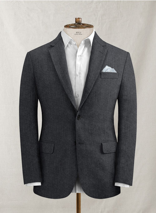Slate Gray Pure Linen Jacket : Made To Measure Custom Jeans For Men ...