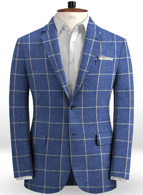 Solbiati Blue Windowpane Linen Jacket : Made To Measure Custom Jeans ...