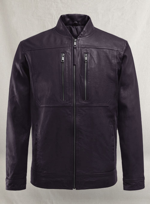 Thunder Storm Purple Biker Leather Jacket