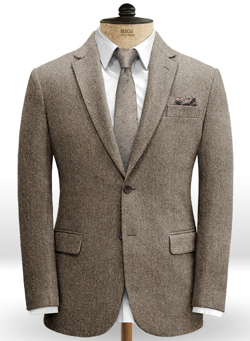 Vintage Dark Brown Herringbone Tweed Jacket : Made To Measure Custom ...
