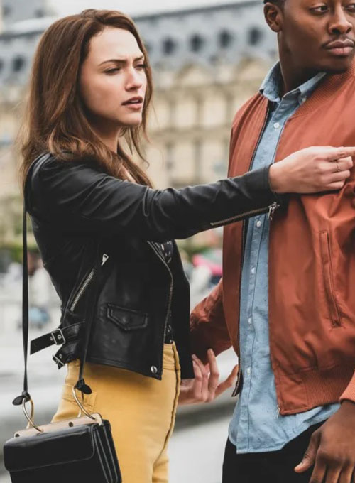 Violett Beane God Friended Me Leather Jacket