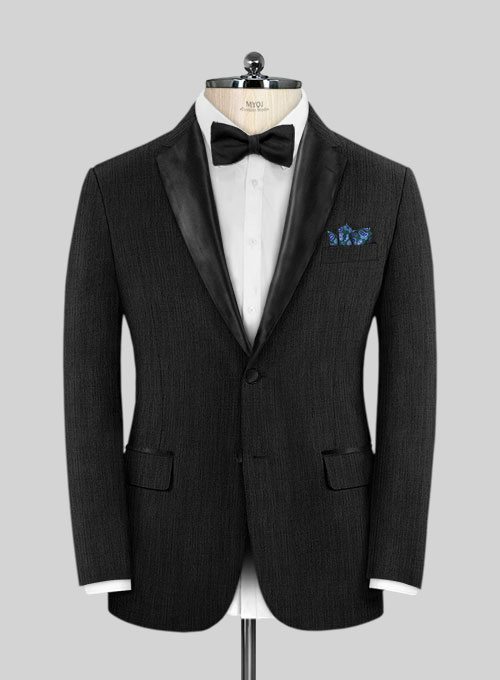 Worsted Dark Charcoal Wool Tuxedo Jacket