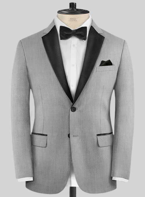 Worsted Light Gray Wool Tuxedo Jacket