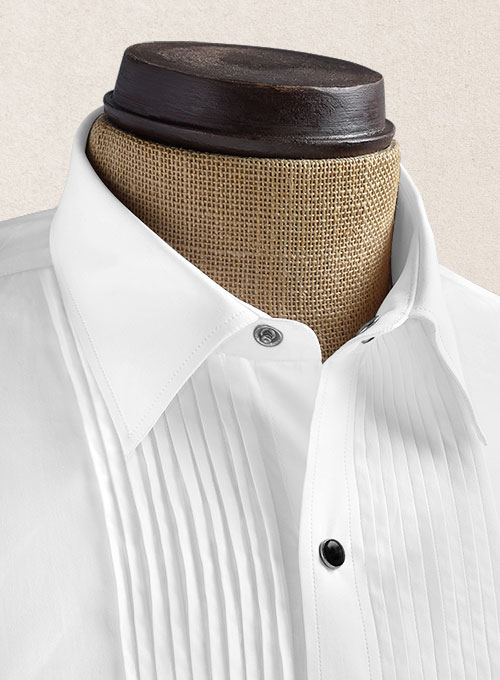 Pleated White Tuxedo Shirt