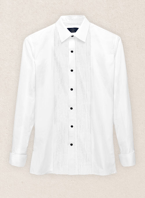 Pleated White Tuxedo Shirt