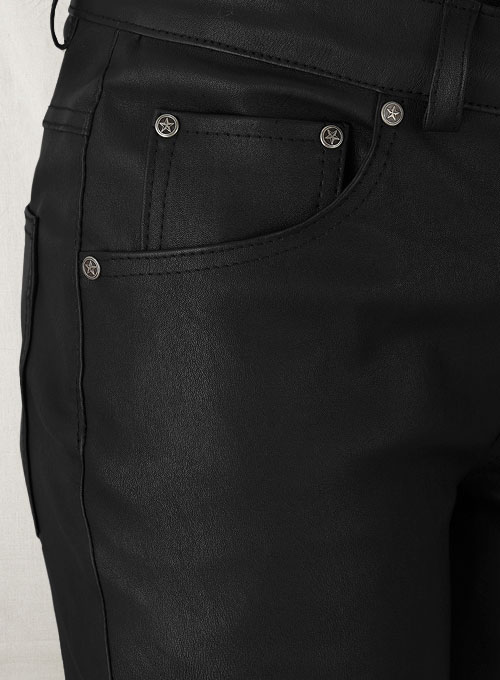 Black Stretch Leather Jeans