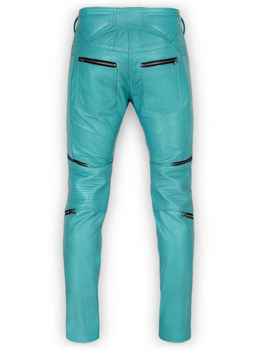 blue leather jeans