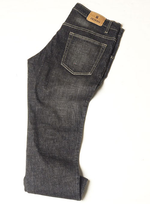 Stone Carbon Black Stretch Jeans - Scrape Wash