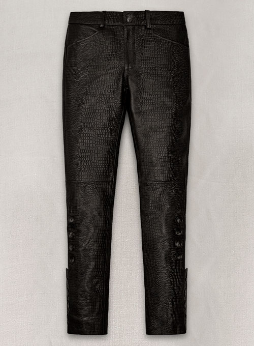 Crocodile Dark Brown Hyde Leather Pants