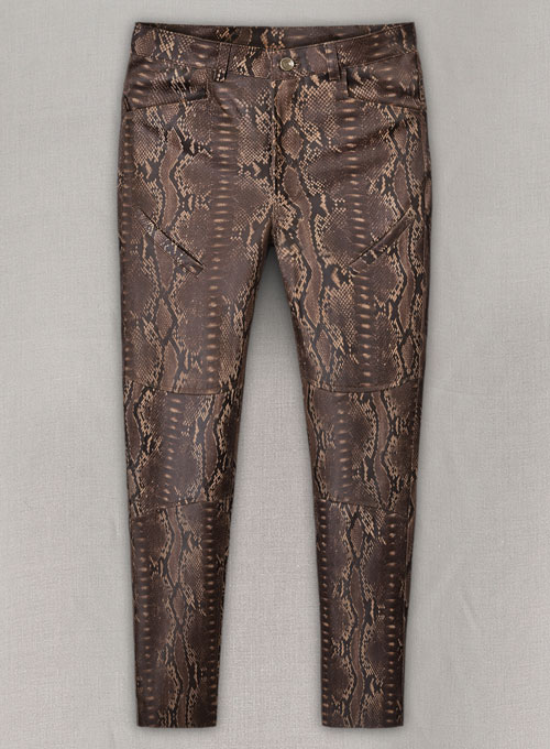 Dark Brown Python Leather Jeans Style #522