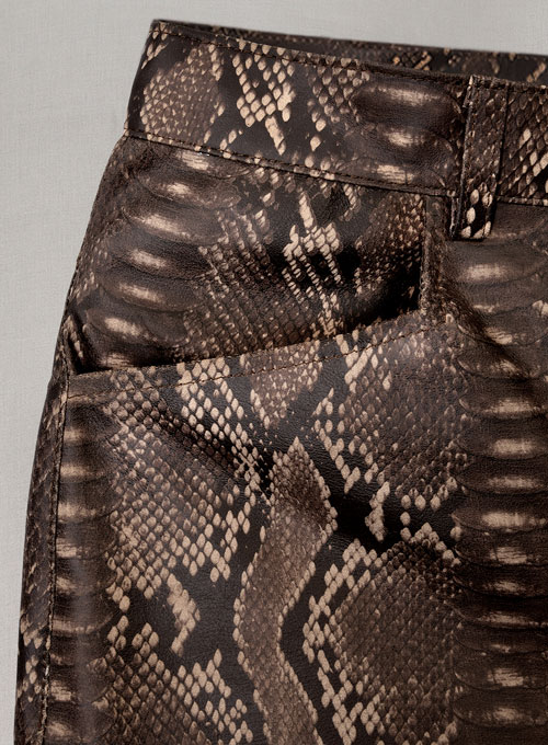 Dark Brown Python Leather Jeans Style #522