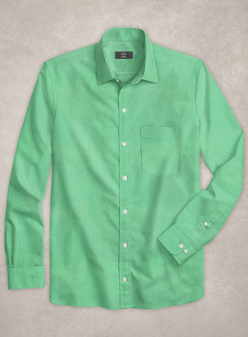 Giza Coral Green Cotton Shirt - Full Sleeves