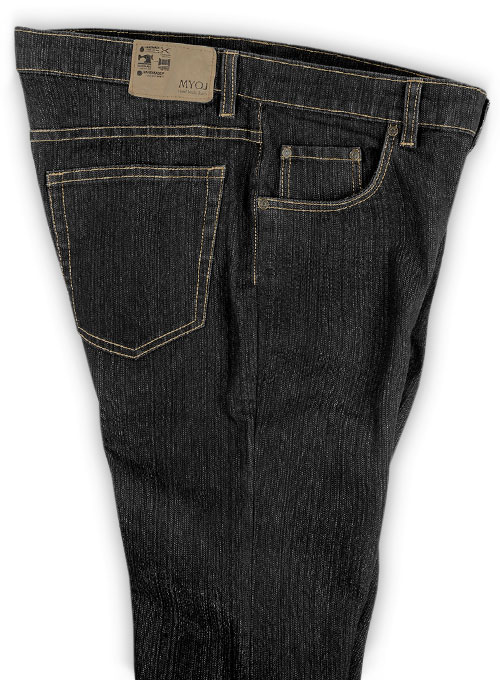 Stretch Cross Hatch Black Jeans - Hard Wash