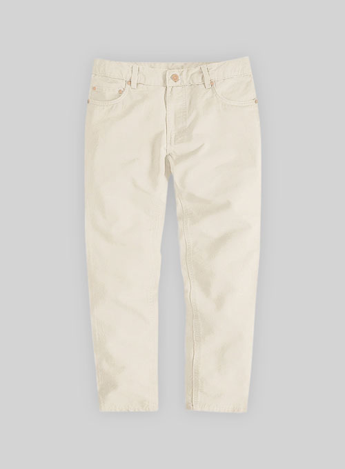 Kids Light Beige Feather Cotton Canvas Stretch Jeans