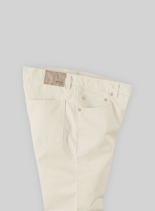 Kids Light Beige Feather Cotton Canvas Stretch Jeans