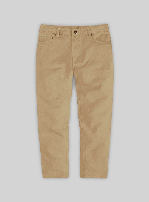 Kids Khaki Feather Cotton Canvas Stretch Jeans