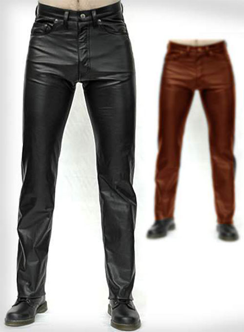 leather jeans men