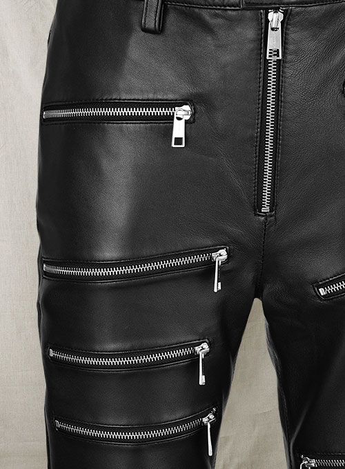 Leather Zipper Jeans - Style # 9