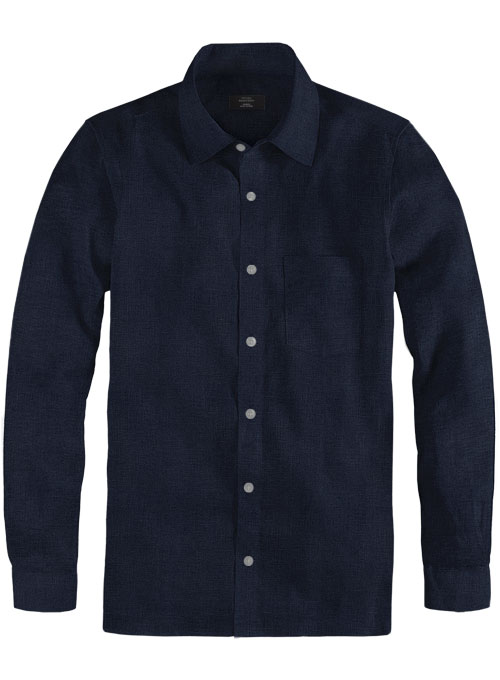 navy linen shirt women