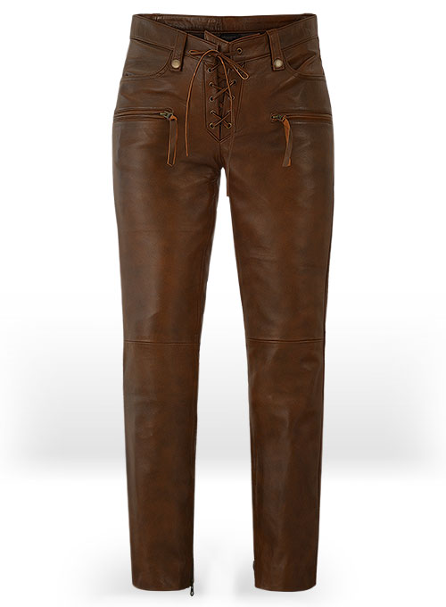 brown leather pants womens