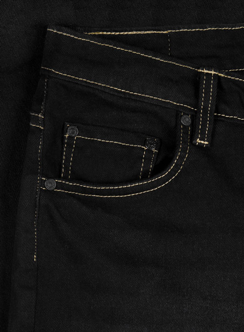 Stretch Jet Black Hard Wash Whisker Jeans