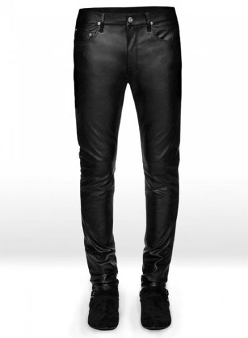 leather look stretch jeans
