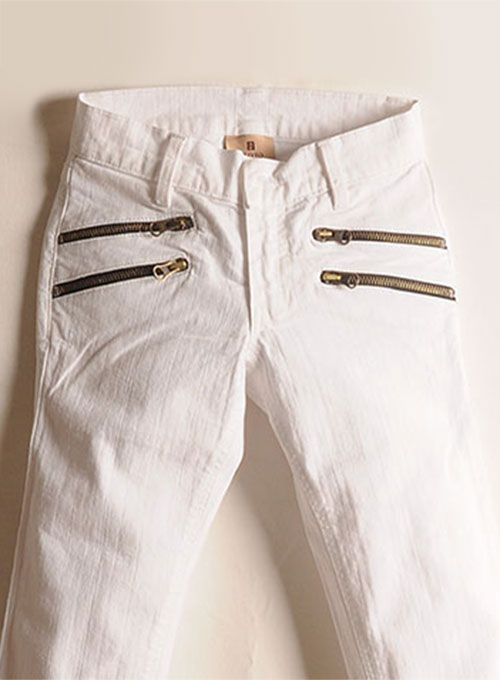 white zipper jeans