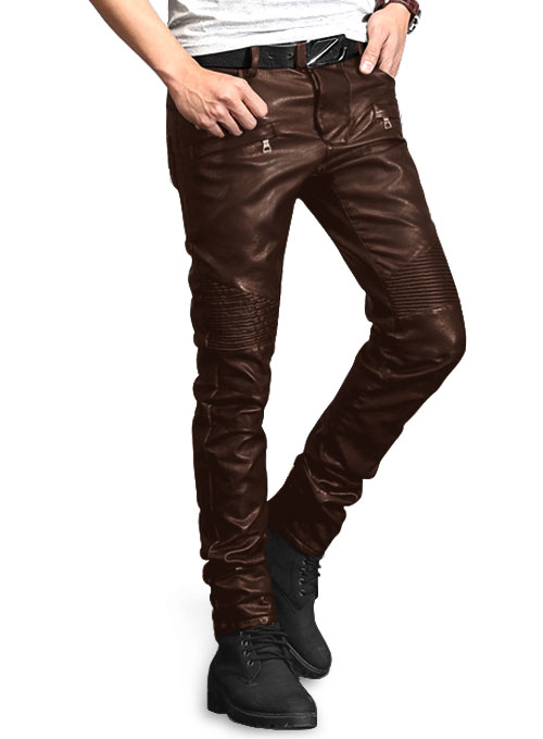 brown leather jeans