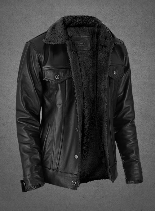 Black Sherpa Leather Jacket