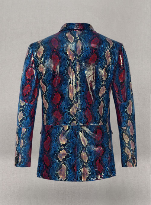 Bold Blue Python Catwalk Leather Blazer # 2