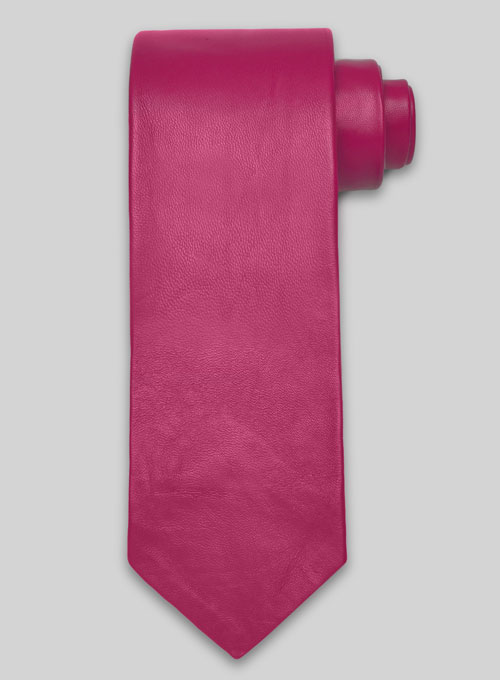 Bright Pink Leather Tie