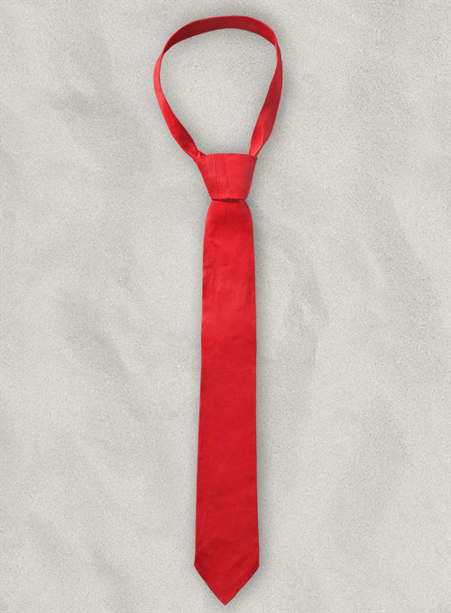 Candy Red Stretch Leather Tie