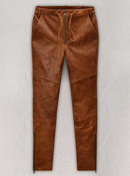 Cognac Ricky Martin Leather Pants